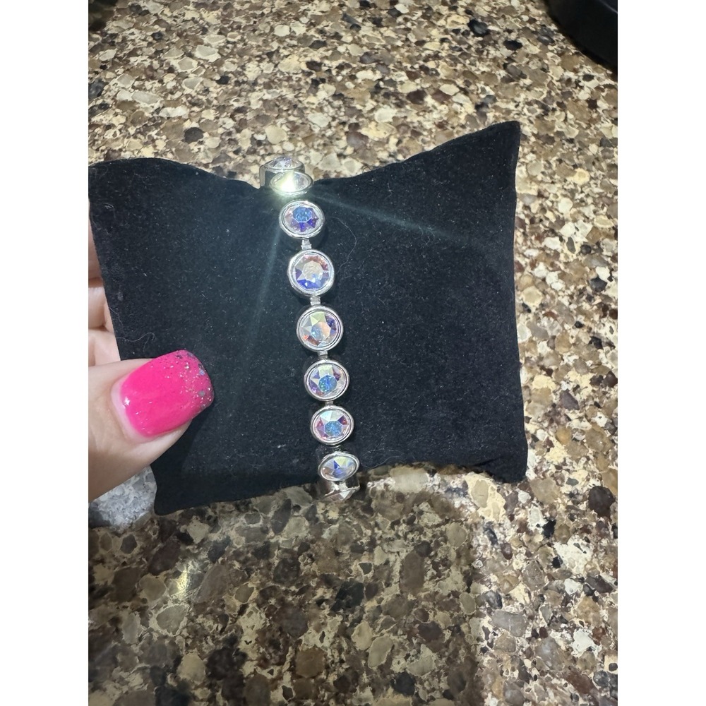 Touchstone Crystal Aurore Boreale Ice Bracelet 7.25"‎ Rhodium Plated NEW